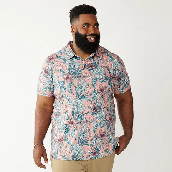 Men's Big & Tall Apt. 9® Printed Party Polo Gray Floral 5 Men's Big & Tall Apt. 9® Printed Party Polo Gray Floral - Image 3