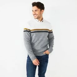 Men's Apt. 9® Colorblock Merino Blend 4-Tone Sweater White 4 Color Stripe -Apt. 9 Sales Store unnamed file 103