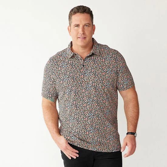 Men's Big & Tall Apt. 9® Printed Party Polo Gray Floral 6 Men's Big & Tall Apt. 9® Printed Party Polo Gray Floral - Image 4