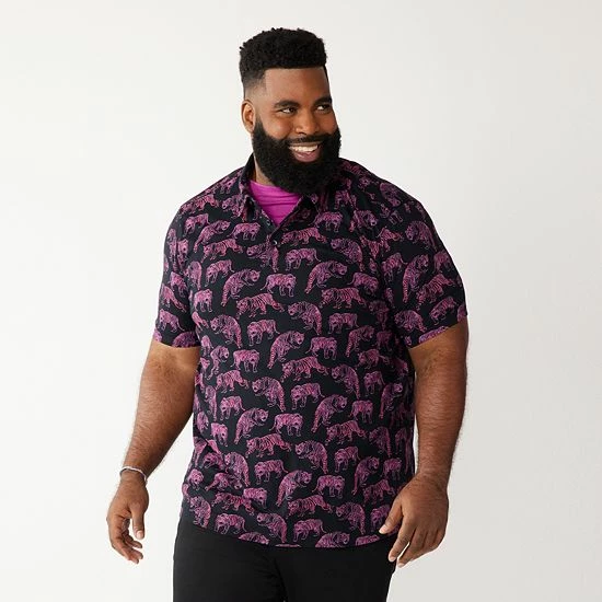 Men's Big & Tall Apt. 9® Printed Party Polo Gray Floral 8 Men's Big & Tall Apt. 9® Printed Party Polo Gray Floral - Image 6