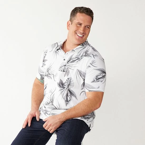 Men's Big & Tall Apt. 9® Printed Party Polo Gray Floral 9 Men's Big & Tall Apt. 9® Printed Party Polo Gray Floral - Image 7