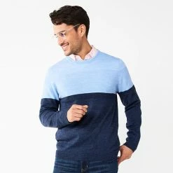 Men's Apt. 9® Colorblock Merino Blend 4-Tone Sweater White 4 Color Stripe -Apt. 9 Sales Store unnamed file 109
