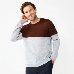 Men's Apt. 9® Colorblock Merino Blend 4-Tone Sweater White 4 Color Stripe -Apt. 9 Sales Store unnamed file 111