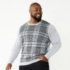 Big & Tall Apt. 9® Merino Pattern Crew Sweater Grey Plaid -Apt. 9 Sales Store unnamed file 1153