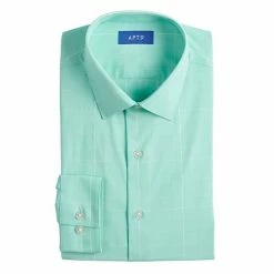 Men's Apt. 9® Premier Flex Slim-Fit Spread-Collar Dress Shirt Aqua Windowpane -Apt. 9 Sales Store unnamed file 1255