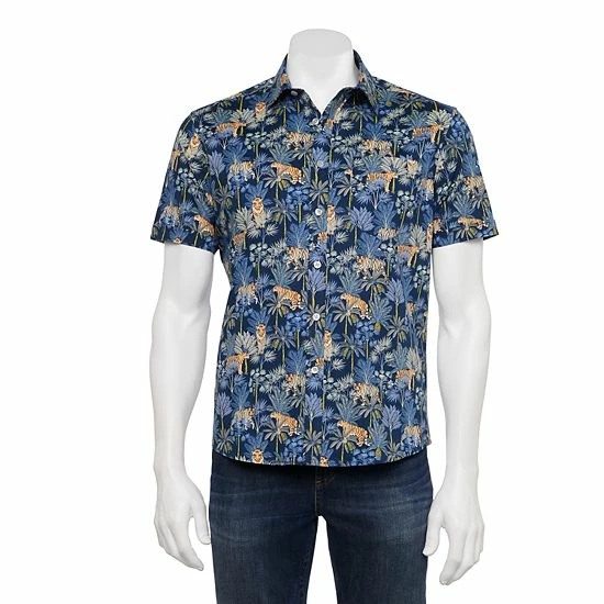 Men's Apt. 9® Stretch Poplin Button-Down Shirt Black Floral Print 9 Men's Apt. 9® Stretch Poplin Button-Down Shirt Black Floral Print - Image 7