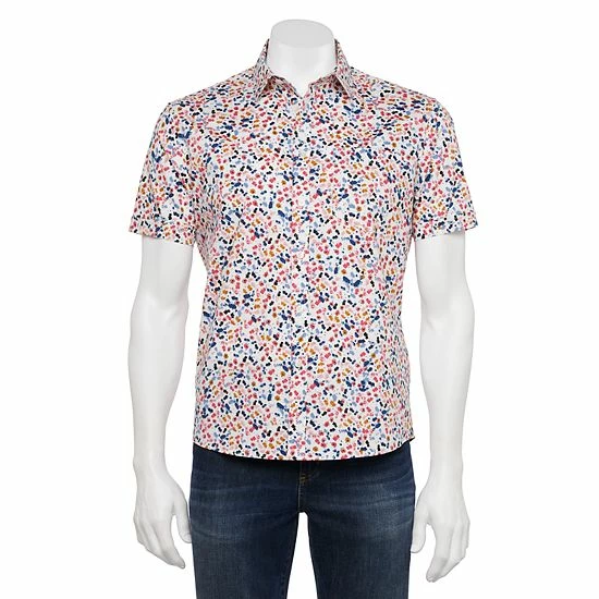 Men's Apt. 9® Stretch Poplin Button-Down Shirt Black Floral Print 10 Men's Apt. 9® Stretch Poplin Button-Down Shirt Black Floral Print - Image 8