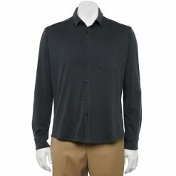 Men's Apt. 9® Knit Button-Down Shirt Black