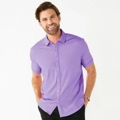 Men's Apt. 9 Untucked Comfort-Knit Button-Down Shirt Beige -Apt. 9 Sales Store unnamed file 1307