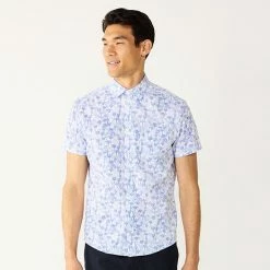 Men's Apt. 9® Slim-Fit Athleisure Untucked Tech Button-Down Shirt Painterly Floral Print -Apt. 9 Sales Store unnamed file 1320