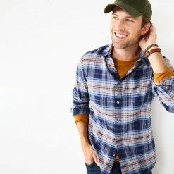 Men's Apt. 9® Stretch Flannel Untucked-Fit Shirt Burnt Henna -Apt. 9 Sales Store unnamed file 1424