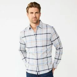 Men's Apt. 9® Stretch Flannel Untucked-Fit Shirt Burnt Henna -Apt. 9 Sales Store unnamed file 1425