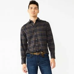 Men's Apt. 9® Stretch Flannel Untucked-Fit Shirt Burnt Henna -Apt. 9 Sales Store unnamed file 1427