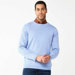Men's Apt. 9® Merino Wool Blend Sweater Stone Heather