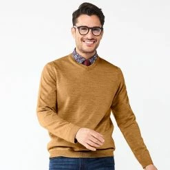 Men's Apt. 9® Merino Blend V-Neck Sweater Stone Heather -Apt. 9 Sales Store unnamed file 175
