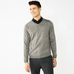 Men's Apt. 9® Merino Blend V-Neck Sweater Stone Heather -Apt. 9 Sales Store unnamed file 176