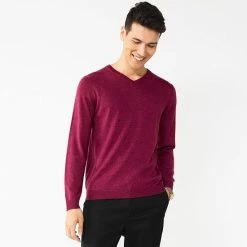 Men's Apt. 9® Merino Blend V-Neck Sweater Stone Heather -Apt. 9 Sales Store unnamed file 177