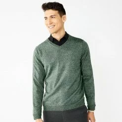 Men's Apt. 9® Merino Blend V-Neck Sweater Stone Heather -Apt. 9 Sales Store unnamed file 179