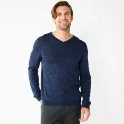 Men's Apt. 9® Merino Blend V-Neck Sweater Stone Heather -Apt. 9 Sales Store unnamed file 180
