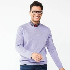 Men's Apt. 9® Merino Blend V-Neck Sweater Stone Heather -Apt. 9 Sales Store unnamed file 181