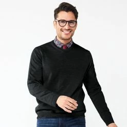Men's Apt. 9® Merino Blend V-Neck Sweater Stone Heather -Apt. 9 Sales Store unnamed file 182