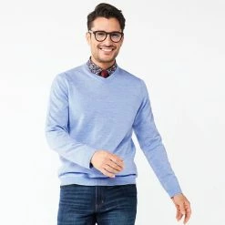 Men's Apt. 9® Merino Blend V-Neck Sweater Stone Heather -Apt. 9 Sales Store unnamed file 185