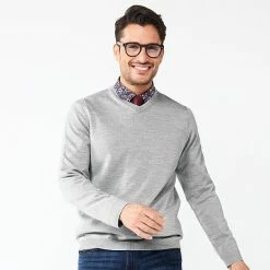 Men's Apt. 9® Merino Blend V-Neck Sweater Stone Heather -Apt. 9 Sales Store unnamed file 187