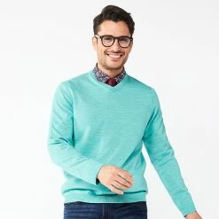 Men's Apt. 9® Merino Blend V-Neck Sweater Stone Heather -Apt. 9 Sales Store unnamed file 188