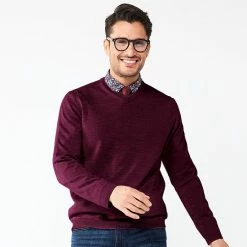 Men's Apt. 9® Merino Blend V-Neck Sweater Stone Heather -Apt. 9 Sales Store unnamed file 189