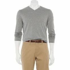 Men's Apt. 9® Premier Flex Standard-Fit Solid V-neck Tee Gray -Apt. 9 Sales Store unnamed file 225