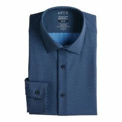 Men's Apt. 9® Slim-Fit Performance Dress Shirt Triangle Geo Blue -Apt. 9 Sales Store unnamed file 273