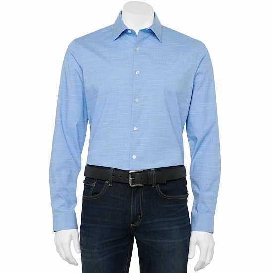 Big & Tall Apt. 9® Premier Flex Spread-Collar Dress Shirt Blue Windowpane 4 Big & Tall Apt. 9® Premier Flex Spread-Collar Dress Shirt Blue Windowpane - Image 2