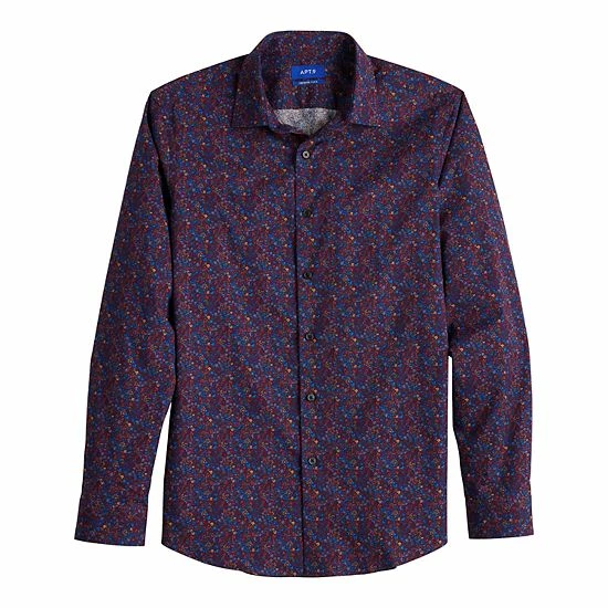 Big & Tall Apt. 9® Premier Flex Spread-Collar Dress Shirt Blue Windowpane 6 Big & Tall Apt. 9® Premier Flex Spread-Collar Dress Shirt Blue Windowpane - Image 4