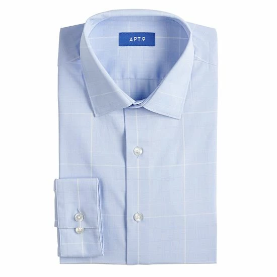Big & Tall Apt. 9® Premier Flex Spread-Collar Dress Shirt Blue Windowpane 10 Big & Tall Apt. 9® Premier Flex Spread-Collar Dress Shirt Blue Windowpane - Image 8