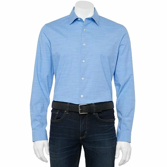 Big & Tall Apt. 9® Premier Flex Spread-Collar Dress Shirt Blue Windowpane 11 Big & Tall Apt. 9® Premier Flex Spread-Collar Dress Shirt Blue Windowpane - Image 9