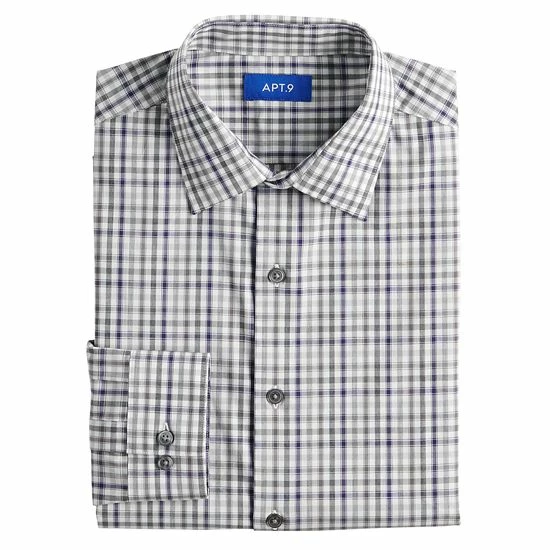 Big & Tall Apt. 9® Premier Flex Spread-Collar Dress Shirt Blue Windowpane 19 Big & Tall Apt. 9® Premier Flex Spread-Collar Dress Shirt Blue Windowpane - Image 17