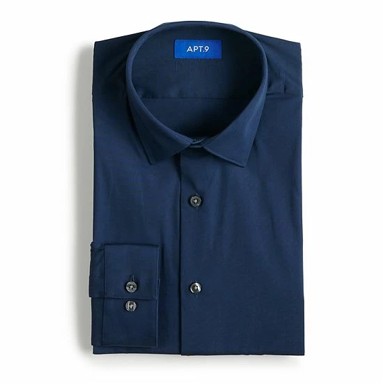 Big & Tall Apt. 9® Premier Flex Spread-Collar Dress Shirt Blue Windowpane 20 Big & Tall Apt. 9® Premier Flex Spread-Collar Dress Shirt Blue Windowpane - Image 18