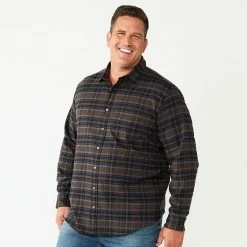 Big & Tall Apt. 9® Plaid Flannel Button-Down Shirt Jet Black -Apt. 9 Sales Store unnamed file 351