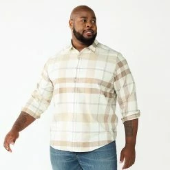 Big & Tall Apt. 9® Plaid Flannel Button-Down Shirt Jet Black -Apt. 9 Sales Store unnamed file 353