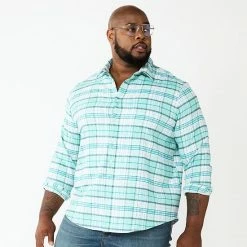 Big & Tall Apt. 9® Plaid Flannel Button-Down Shirt Jet Black -Apt. 9 Sales Store unnamed file 354