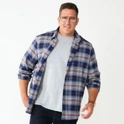 Big & Tall Apt. 9® Plaid Flannel Button-Down Shirt Jet Black -Apt. 9 Sales Store unnamed file 357