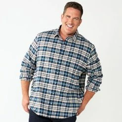 Big & Tall Apt. 9® Plaid Flannel Button-Down Shirt Jet Black -Apt. 9 Sales Store unnamed file 362