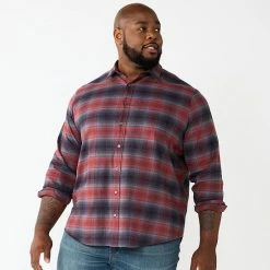 Big & Tall Apt. 9® Plaid Flannel Button-Down Shirt Jet Black -Apt. 9 Sales Store unnamed file 363