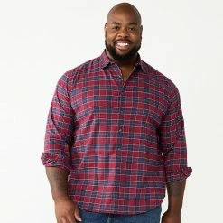 Big & Tall Apt. 9® Plaid Flannel Button-Down Shirt Jet Black -Apt. 9 Sales Store unnamed file 365