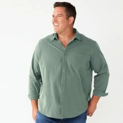 Big & Tall Apt. 9® Button-Down Tech Shirt Mineral Black -Apt. 9 Sales Store unnamed file 475