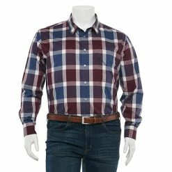 Big & Tall Apt. 9® Patterned No-Iron Button-Down Shirt Navy