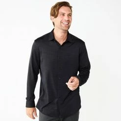 Men's Apt. 9® Slim-Fit Performance Knit Spread-Collar Dress Shirt Blue Texture -Apt. 9 Sales Store unnamed file 491