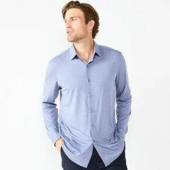 Men's Apt. 9® Slim-Fit Performance Knit Spread-Collar Dress Shirt Blue Texture -Apt. 9 Sales Store unnamed file 492