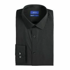 Men's Apt. 9® Premier Flex Extra-Slim Fit Spread-Collar Dress Shirt Black Grid Plaid