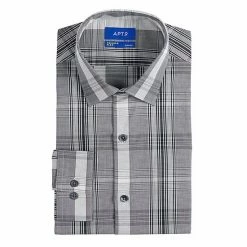 Men's Apt. 9® Premier Flex Extra-Slim Fit Spread-Collar Dress Shirt Black Grid Plaid -Apt. 9 Sales Store unnamed file 561